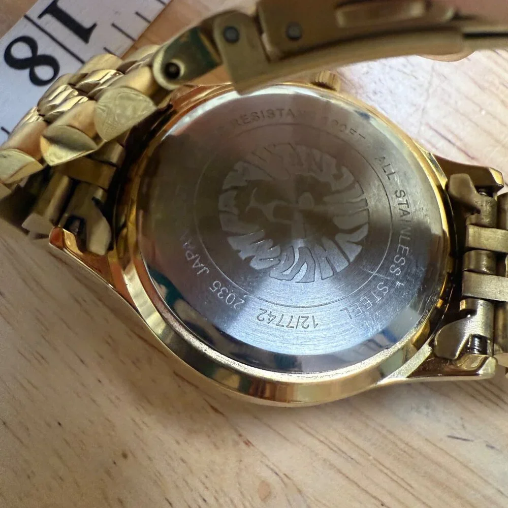 Anne Klein New York Womens Gold-Tone Watch With Crystal Accents & Mother-Of-Pear
